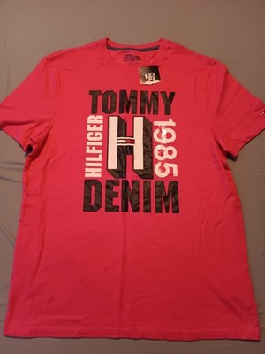Tommy Hilfiger Denim 1985 Men's Graphic T-Shirt Pink/Red Crew Neck Small NWT. D