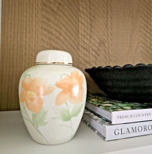 Peach Blossom Ginger Jar Porcelain Crowning Touch Collection 6” Jim Puskus Urn