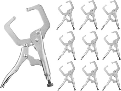 10 Pcs 6 Inch Locking C Clamp Original Lock Regular Tips Plain Adjustable Alloy