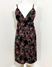 Guy Harvey Blue Water Black Tropical Delight Sun Dress Floral & Birds Sz M NWOT