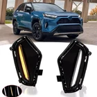 For Toyota RAV4 2019-2025 LED Double Color DRL Fog Lights W/Turn Signal Function