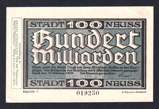 Neuß 100 Milliarden Mark 15.10.1923