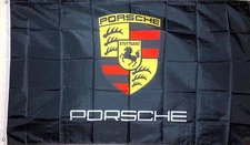 PORSCHE 3x5' FLAG 200D POLY  2-BRASS GROMMETS 4-LINED STITCH BEST QUALITY-NEW