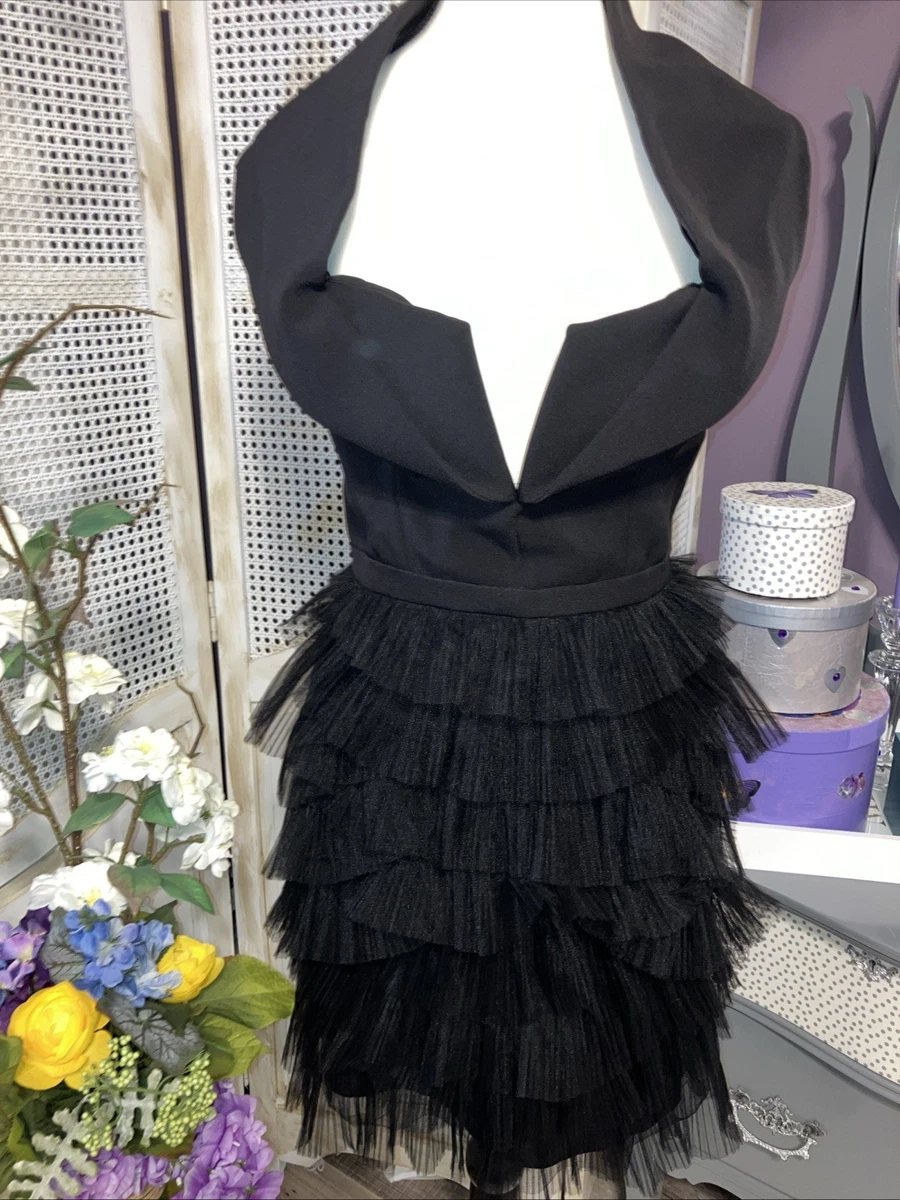 bcbgmaxazria embroidered tulle ruffle dress ica ica dress knit dress A-line dress flare dress cashmere touch midi length high neck fit & flare midi long long length Cable knit high waist women's main image 1