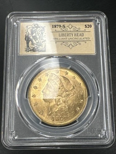 1879-S $20 PCGS Liberty Gold Double Eagle Pre-1933 US Coin BU Uncirculated