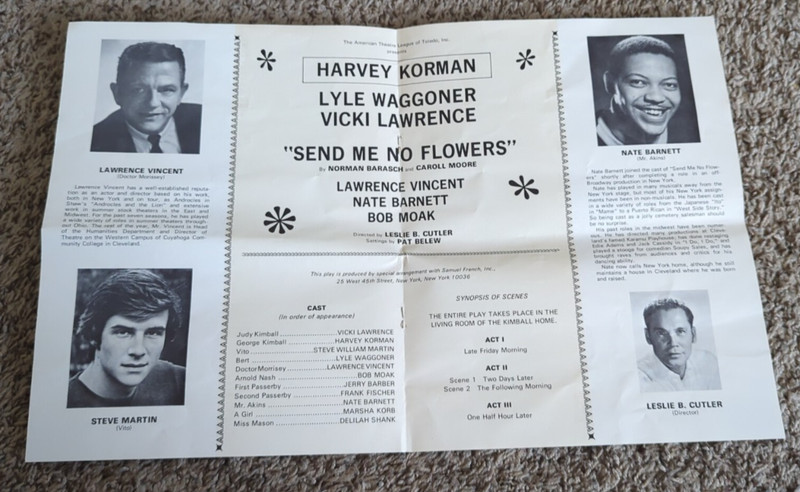 VINTAGE 1970s "SEND ME NO FLOWERS" Souvenir Play PROGRAM Harvey Korman/Lawrence