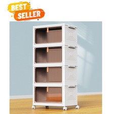 4 Tier Plastic Storage Bins with Lid 23QT, Stackable Storage Containers with ...