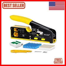 All-in-One Ethernet Crimp Tool Kit: Ultimate Pass Through RJ45 Crimper with 5...