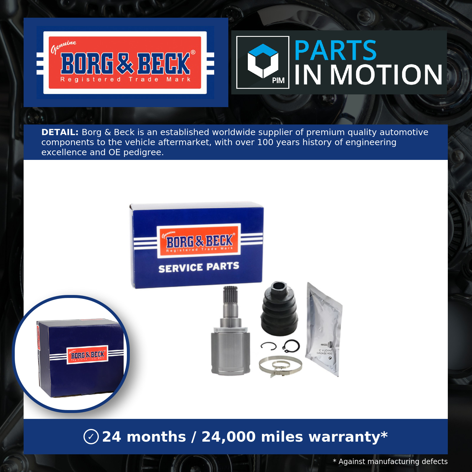CV Joint BCJ1371 Borg & Beck C.V. Driveshaft 3717A029 Genuine Quality Guaranteed