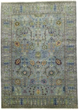 Large Gray Handmade Chobi Oriental Rug Tree of Life Floral Design Carpet 8X11 ft