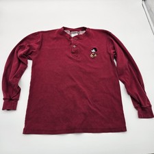 Vintage Disney Mickey Mouse Henley Long Sleeve Shirt BurgundySize Small