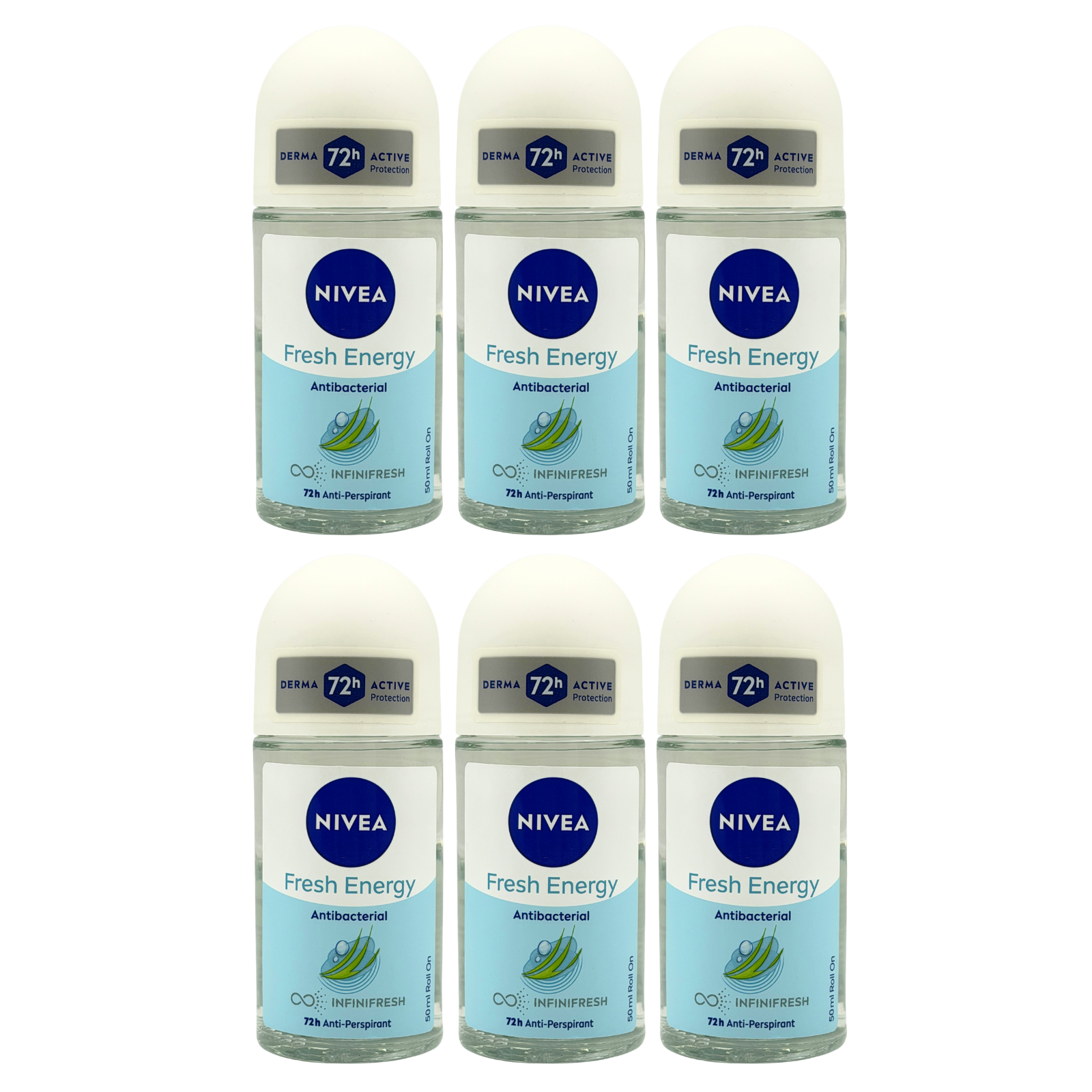NIVEA Fresh Energy 72H Anti-Perspirant Roll On 50ml - 6 Pack