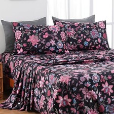 King Sheet Set - Ultra Soft Floral Sheets Brushed Microfiber,1800 Thread Count