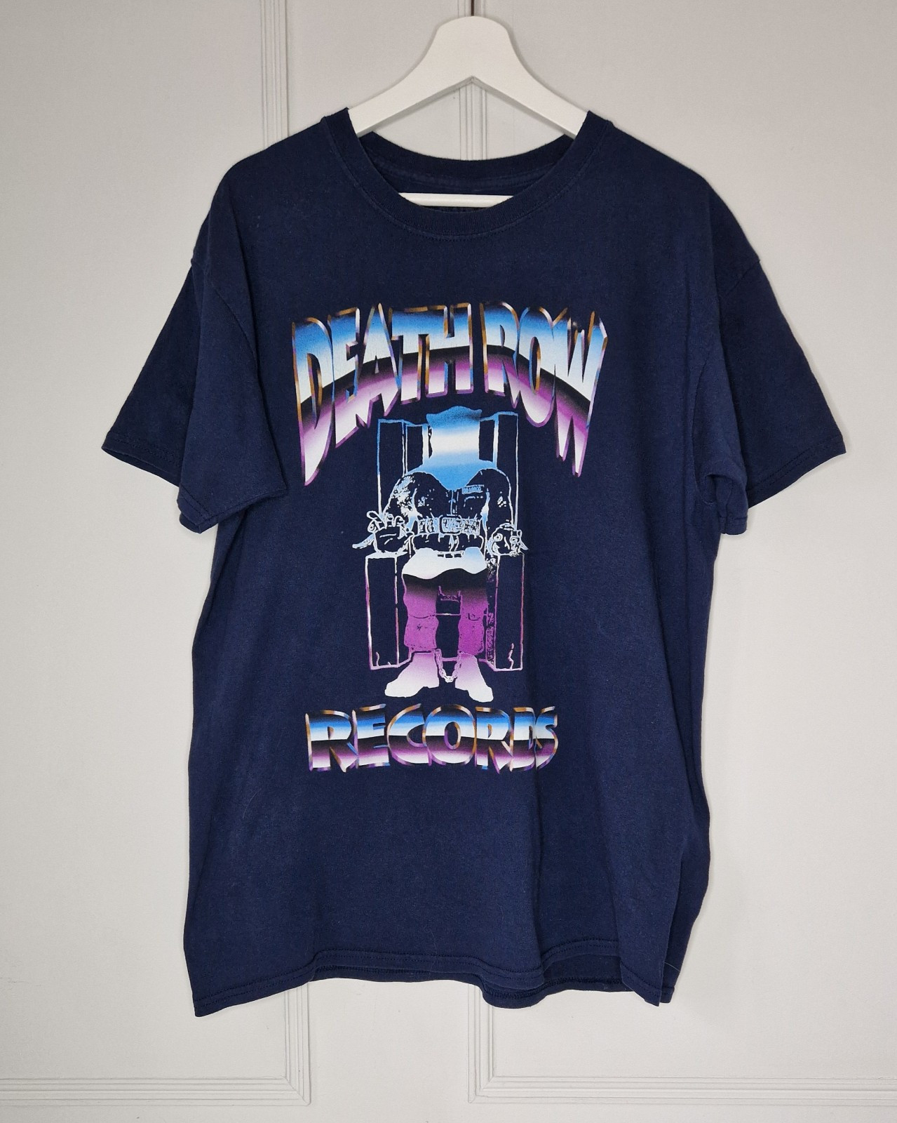 FILA T shirt vintage Death Row Records blu navy stampa grafica taglia L large