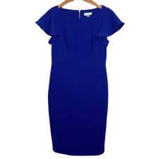 Calvin Klein Blue Dress Women's Size 10 Flutter Sleeve Career Party Wedding