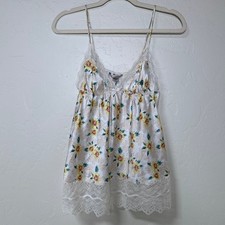 Y2K Floral Babydoll Lace Slip Top Fairy Romantic Cottage Cami Victoria Secret S