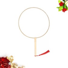 Blank Painting Fan Wooden Handle Painting DIY Handmade Embroidery Drawing Fan