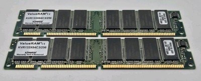 Lot of 2 Kingston ValueRAM 256MB PC133 SDRAM 168-Pin DIMM KVR133X64C3/256 RAM