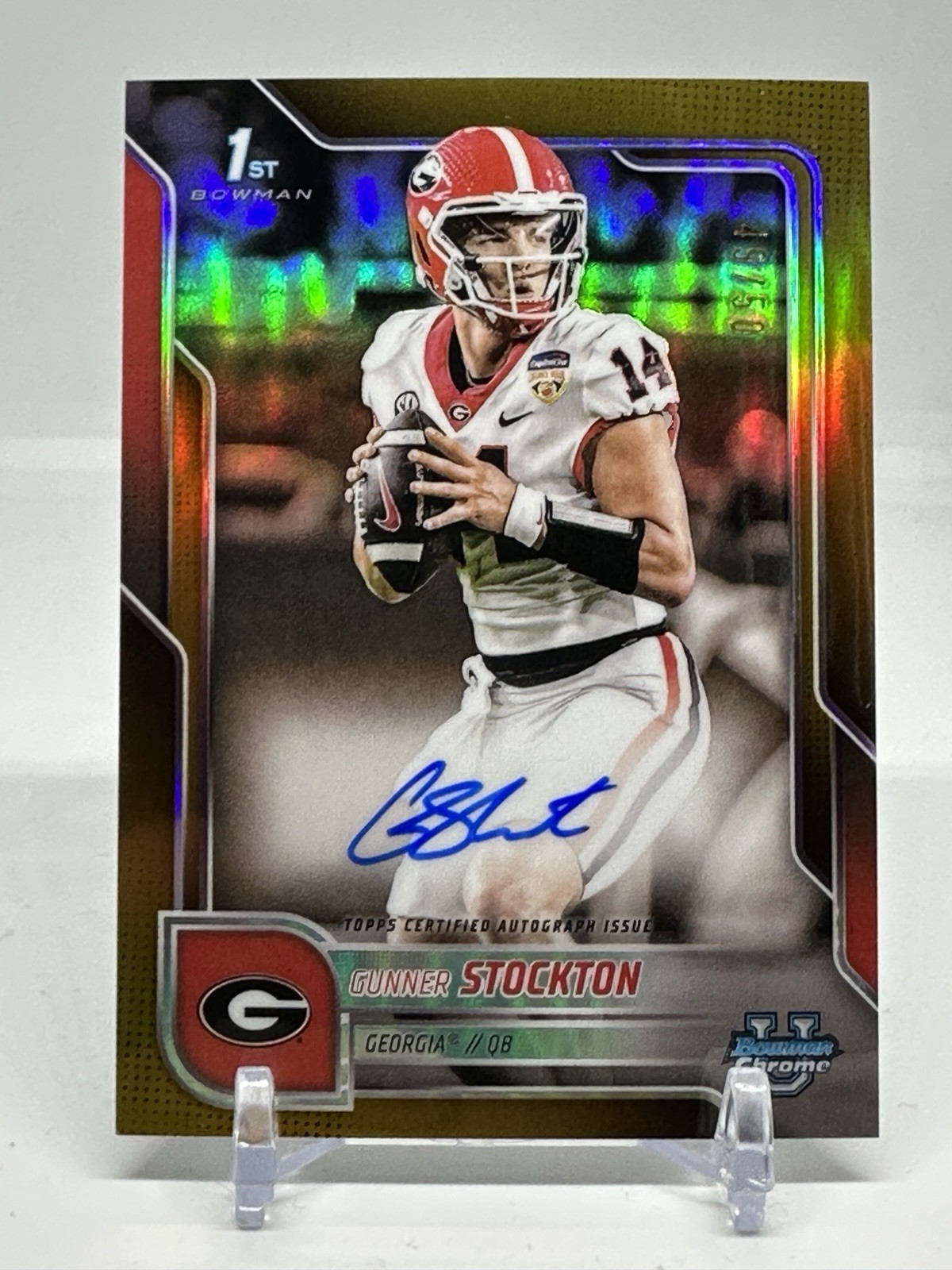 2025 Bowman U Chrome Gunner Stockton 1st Auto True Gold #/50 Georgia #BCA-GS