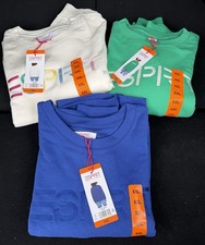 ESPRIT XXL 2XL Crewneck Sweatshirt Lot 3 White Green Blue Retro Logo NWT Costco
