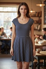 American Eagle navy blue white cap sleeve dress size XS