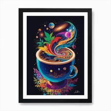 Cosmic Black Coffee Art Print Framed Wall Art Poster Canvas Print Picture