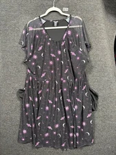 Hot Topic Dress Womens 3XL Skater Mesh Overlay Space Alien Galaxy Pockets