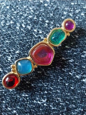 Givenchy Gripoix Brosche Cabochon brooch Vintage 1980 Rare Couture Schmuck