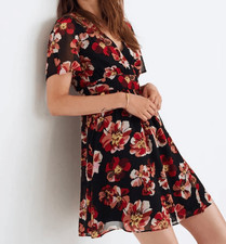 NWT Madewell to sleeve floral print French rose mini dress 0