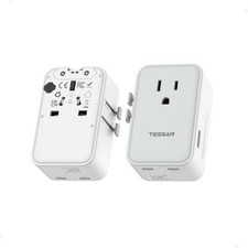 Ultra Slim Universal Travel Adapter, International Power Plug  Grey White