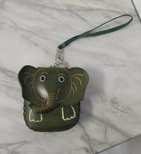 Elephant Genuine Leather Handmade Crafted Animal Coin Purse Wristlet Wallet