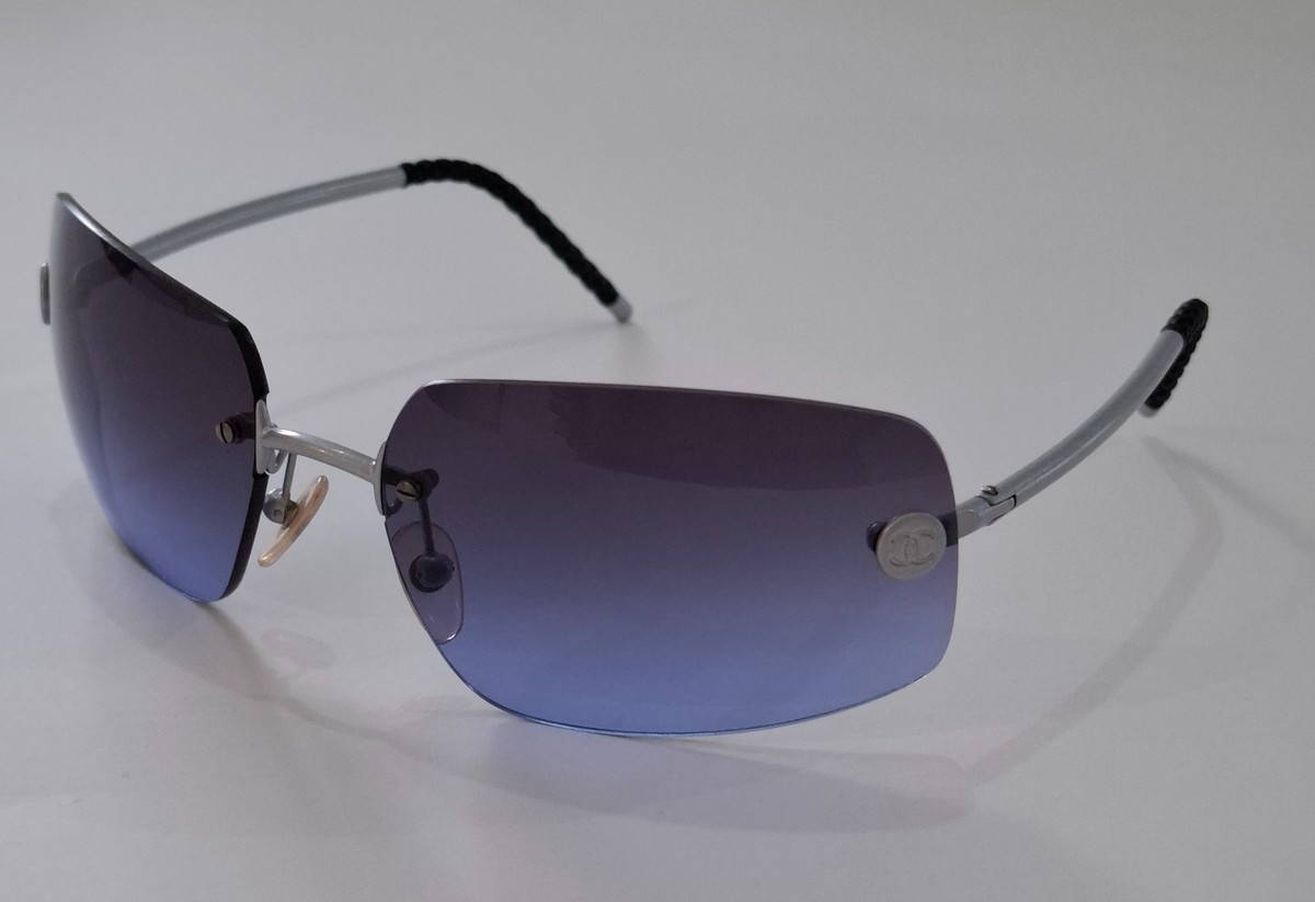 Vintage Y2K 90er Chanel lila randlose Sonnenbrille 4035