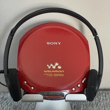 Sony Walkman D-E220 Portable CD Player - Red - ESP Max - Tested Works -Free Ship