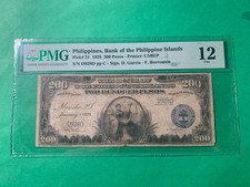 1928 BANK OF THE PHILIPPINES ISLANDS 200 PESO  D928D P-21 PMG F 12 SCARCE