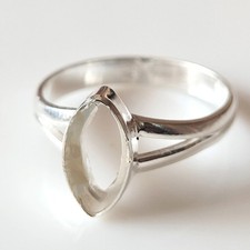 925 Sterling Silver Marquise Bezel Ring Blank 7x14mm DIY Stone Setting Jewelry
