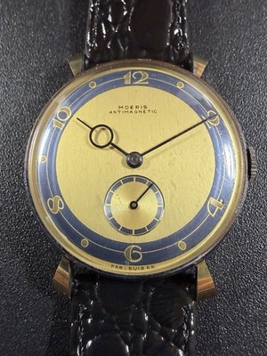 MOERIS ART DECO - KAL. 1012   STAHL MIT VERGOLDETEN KAPSELGRIFFEN 30/40er Jahre