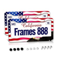 American Flag License Plate Frame Holder Usa Car Accessory Eagle Design
