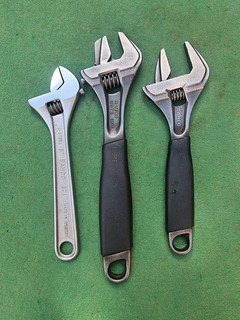 Bahco set of adjustable spanners. 10" wrench 8" Wide Head 8" chrome. used.
