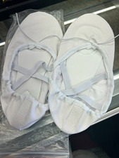 White Unisex Split Sole Ballet Slippers w/ Elastic Straps Size 38