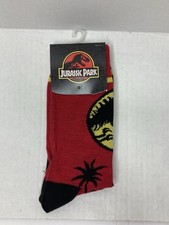 JURASSIC PARK MOVIE CREW SOCKS ONE SIZE FIT MOST Red Black New