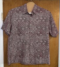 Tori Richard Hawaiian Shirt Mens L Geometric Button Front Pocket