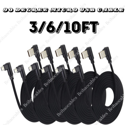 Right Angle Micro USB Cable 90 Degree Fast Charging Cord For Samsung Android Lot