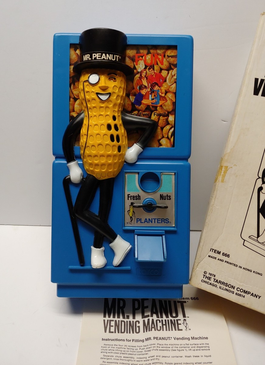 Mr Peanut Dispensor Coin Op Machine Vintage 1978 NOS Planters