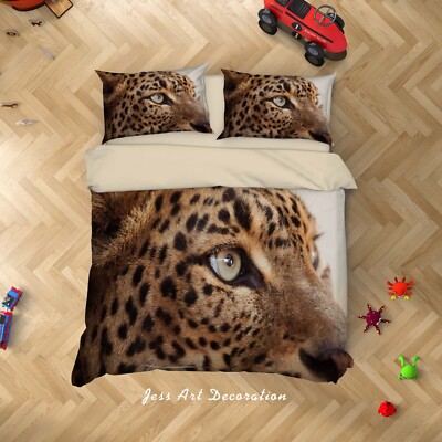 3D Cheetah Head Eye Yellow Black Quilt Cover Set Bedding Sets Pillowcases 64