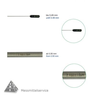 Messstift, Prüfstift, Kontrollstift Ø 4,00 mm  bis  Ø 4,99 mm