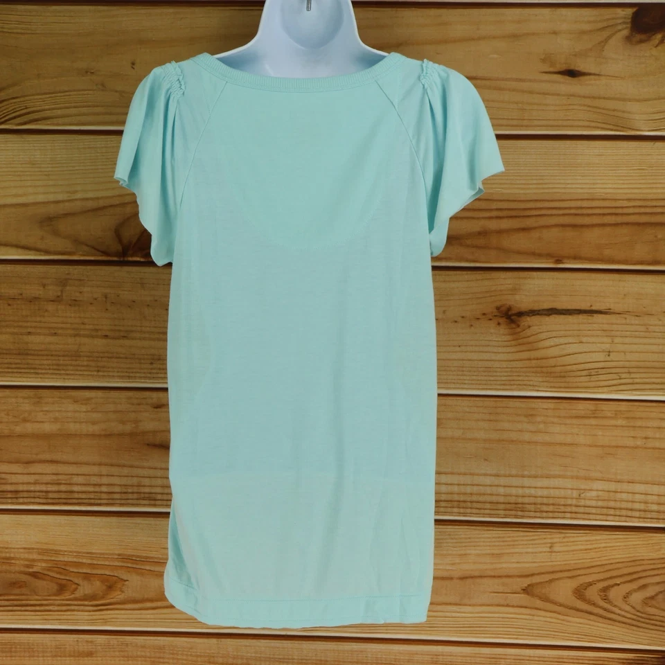 Blusa Camisa Axcess Liz Claiborne Para Mujer S Azul Claro Cuello Cuadrado Manga Acampanada Foto 2 de 4