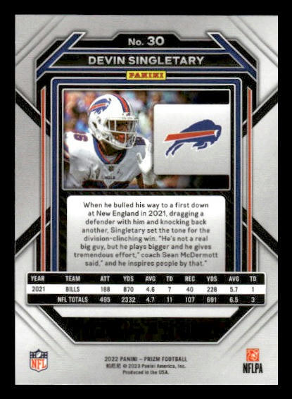 PANINI NFLカード IMMACULATE COLLECTION DEVIN SINGLETARY BILLS 21/23 #RH-29 送料無料 中古 IT1 PANINI NFLカード IMMACULATE COLLECTION DEVIN SINGLETARY