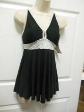 Empire line top Black Silver sequin inset child/Adult szs full circle hem