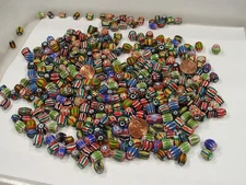 One Pound Assorted India Handmade Chevron Glass Beads Bulk Lot Sale (KPX-53)