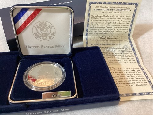 2005 P Chief Justice John Marshall Commemorative Proof Silver Dollar - Picture 3 of 3